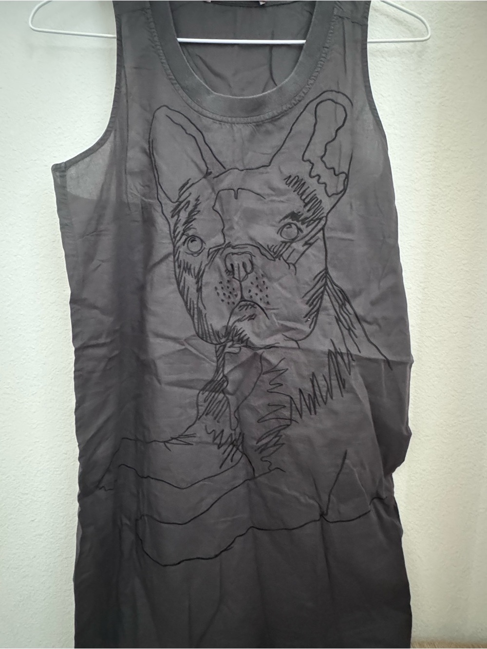 Stylish Gray Sleeveless Dog Graphic Tank Top